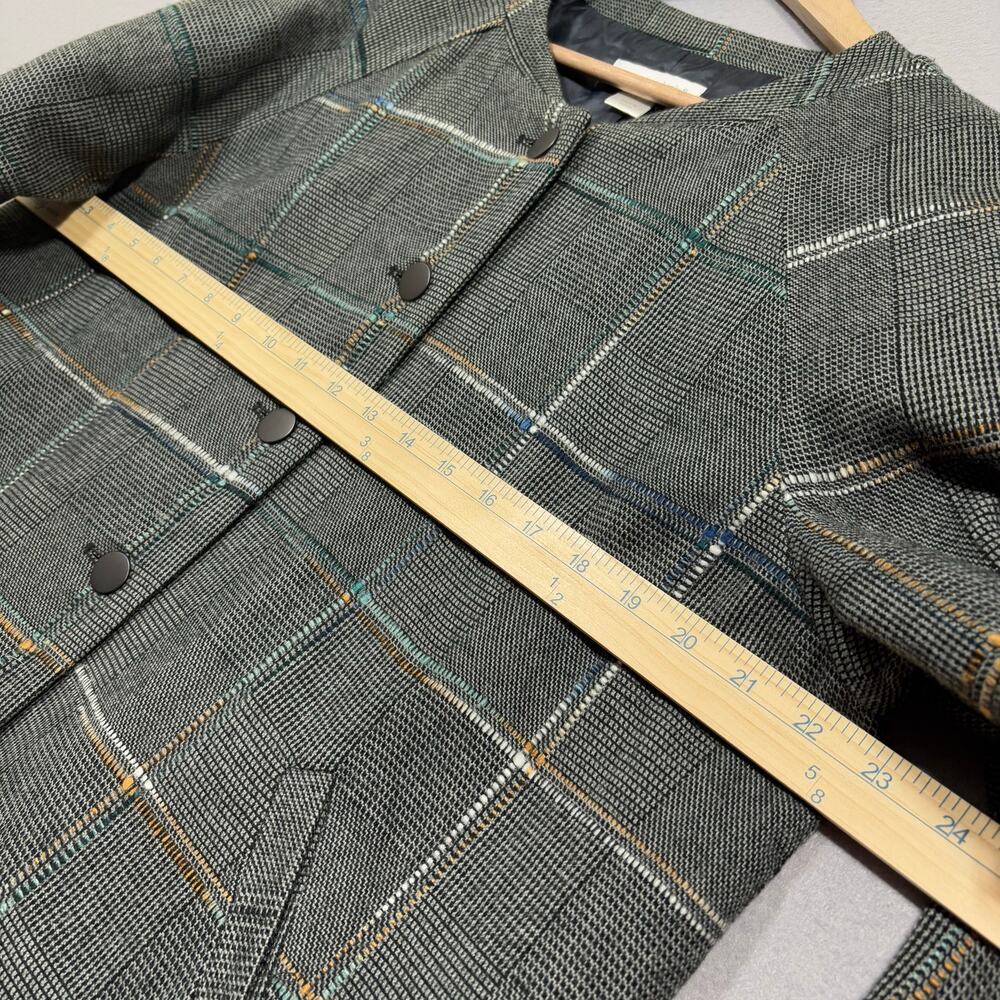 Christopher & Banks Jacket L Gray Plaid Button Classic Heritage Quiet Luxury - Picture 7 of 7
